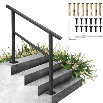 VEVOR Corrimano Scale per Esterni 48 x 35,5 Pollici, Ringhiera per Esterni, Corrimano per Scale, Ringhiera per Scale Esterna in Alluminio Colore Nero per Azienda, Hotel, Gamma Regolabile 0-45 Gradi VEVOR Corrimano Scale per Esterni 48 x 35,5 Pollici, Ringhiera per Esterni, Corrimano per Scale, Ringhiera per Scale Esterna in Alluminio Colore Nero per Azienda, Hotel, Gamma Regolabile 0-45 Gradi