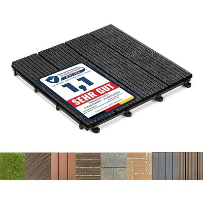 Floordirekt Piastrelle giardino esterno ad incastro WPC 30x30cm, 1 pezzo = 0,09m², per terrazzo, balconi in legno Composito Pavimenti da Esterno con funzione di drenaggio Antracite Royal Floordirekt Piastrelle giardino esterno ad incastro WPC 30x30cm, 1 pezzo = 0,09m², per terrazzo, balconi in legno Composito Pavimenti da Esterno con funzione di drenaggio Antracite Royal
