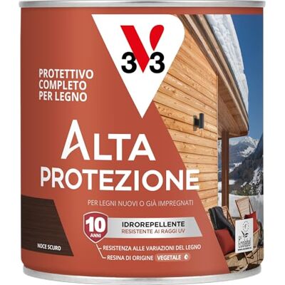 V33 Protettivo Completo per Legno BIO Alta Protezione all'Acqua Noce Scuro 0,75 L V33 Protettivo Completo per Legno BIO Alta Protezione all'Acqua Noce Scuro 0,75 L