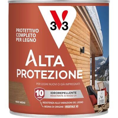 V33 Protettivo Completo per Legno BIO Alta Protezione all'Acqua Noce Medio 0,75 L V33 Protettivo Completo per Legno BIO Alta Protezione all'Acqua Noce Medio 0,75 L