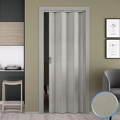 Forte Porta a Soffietto da Interno in PVC Tessuto Grigio 88,5x214 cm mod. Luciana Forte Porta a Soffietto da Interno in PVC Tessuto Grigio 88,5x214 cm mod. Luciana