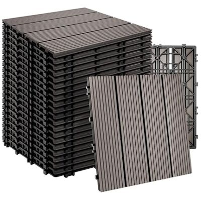 Relaxdays Piastrelle WPC 22 pz, 30x30cm, 2 m², clic, Effetto Legno, Grigio, Esterni Relaxdays Piastrelle WPC 22 pz, 30x30cm, 2 m², clic, Effetto Legno, Grigio, Esterni