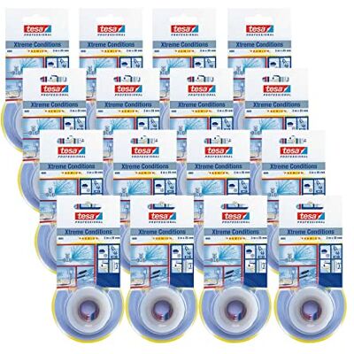 Tesa 4600 Xtreme Conditions, Nastro sigillante senza adesivo per sigillatura ermetica, nastro in silicone autosigillante, per uso interno ed esterno, incolore, 3 m x 2,5 cm ciascuno 16 pezzi Tesa 4600 Xtreme Conditions, Nastro sigillante senza adesivo per sigillatura ermetica, nastro in silicone autosigillante, per uso interno ed esterno, incolore, 3 m x 2,5 cm ciascuno 16 pezzi