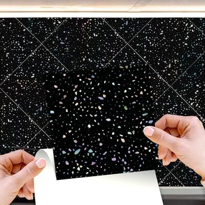 WALPLUS Adesivo da parete con glitter olografico, 15 cm @72 pezzi, per piastrelle da parete o piastrelle autoadesive, per cucina, bagno, piastrelle, trasferimento di piastrelle WALPLUS Adesivo da parete con glitter olografico, 15 cm @72 pezzi, per piastrelle da parete o piastrelle autoadesive, per cucina, bagno, piastrelle, trasferimento di piastrelle