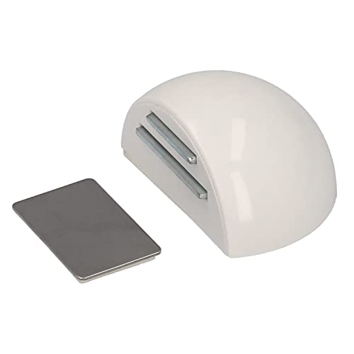 WOLFPACK – Fermaporta con Adesivo e Magnete, Colore: Cromo Opaco, Bianco, 12x9x3 cm