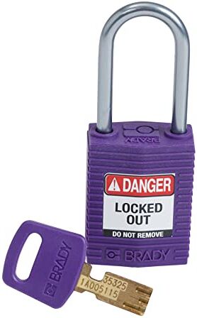 Brady Lucchetto SafeKey, viola, 7,6 cm H x 3,2 cm L x 1,9 cm D