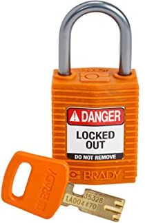 Brady Lucchetto SafeKey, arancione, 6,6 cm H x 3,2 cm L x 1,9 cm D