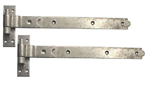 Merriway Cerniere per cancello con gancio e fascia a gomito, galvanizzate, 300 mm, confezione da 2, colore: Argento