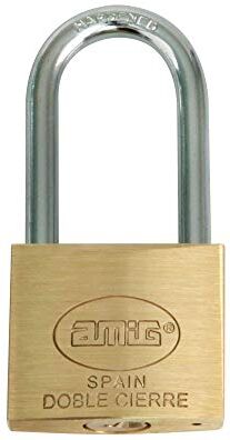 Amig Lucchetto di sicurezza   Include 2 chiavi   Arco lungo   Ottone e arco in acciaio trattato   Per armadietti da palestra, porte, armadi, valigie, zaini   Doppia chiusura   Larghezza: 40 mm