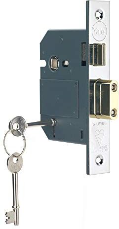 YALE Locks  Lucchetto alta sicurezza BS 5, a mortasa con leva, 64 mm, Finitura cromata