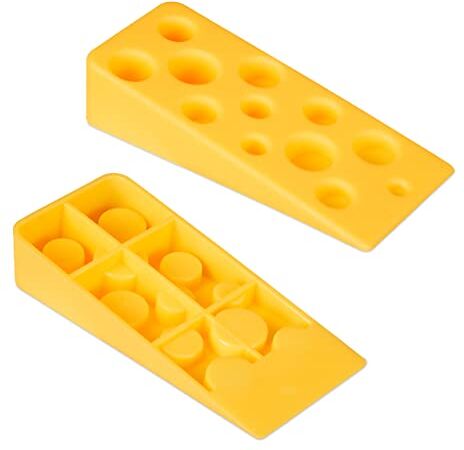 Relaxdays Cuneo Fermaporta, Set da 2 Blocca Porte Pavimento, Antiscivolo, in Plastica, HxLxP: 3 x 5,5 x 13 cm, Giallo, 100%