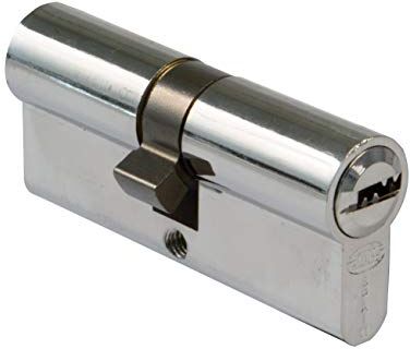 Amig Cilindro di sicurezza   Serratura per porte   Cilindro a doppia frizione   Cam lunga   Include 3 chiavi   Argento   Misure: 80 (40-40 mm)