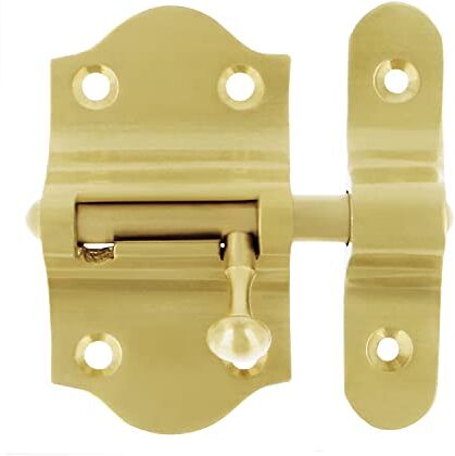 Amig Chiusura per porte Mod.720   40 x 70 mm   Chiavistello di sicurezza per chiusura orizzontale   Ottone con finitura dorata opaco   Include triscia fondi