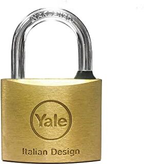 YALE Lucchetto standard in ottone X, larghezza corpo 40 mm, arco in acciaio carbonitrurato da 21 mm, con anello in gomma, fornito con 2 chiavi