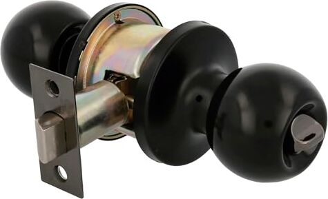 Amig Set di maniglie a sfera   Sistema di emergenza esterno e blocco interno   Perno d'ingresso 60/70 mm   Spigolo quadrato   Ottone   Nero   Porta interna da 35 a 45 mm