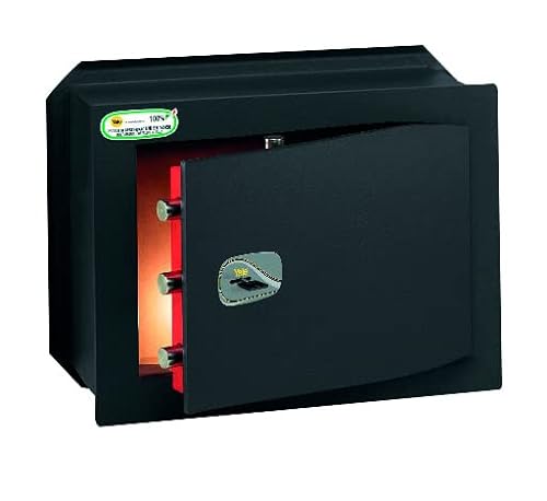 YALE Cassaforte a muro  nera, apertura meccanica con chiave, dim. Esterne 42x48x28cm