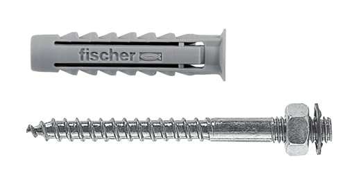 Fischer SX 8 DV con Doppia Vite per collarini, Ideale per Tubi e Cavi, Include Viti e 50 tasselli, , 8 mm diametro