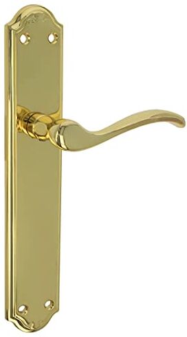 Amig Set di maniglie per porte placcate oro, in ottone Zamak, per porte interne di passaggio 242 x 44 mm · Quadro di 8 mm Viti incluse.