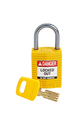 Brady Lucchetto SafeKey, giallo, 6,6 cm x 3,2 cm x 1,9 cm