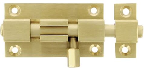 Amig Chiusura per porte Mod.700   80 x 37 mm   Chiavistello di sicurezza per chiusura orizzontale o verticale   in ottone con finitura dorata opaco   Include Tirafondi