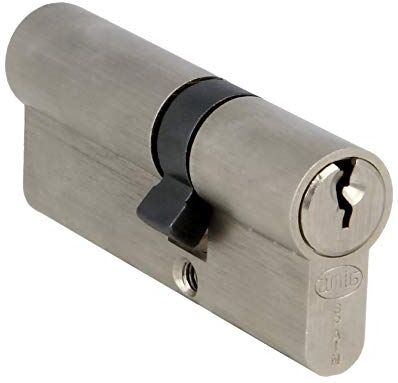 Amig Cilindro di sicurezza   Serratura porta   Doppio cilindro frizione   Camma lunga   Include 3 chiavi   Argento opaco   Misure: 60 (30-30 mm)