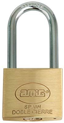 Amig Lucchetto di sicurezza in ottone con arco in acciaio 20 mm   Arco lungo di alta qualità   Per armadietti, porte, armadi, valigie e zaini, ottone opaco, 20 mm, ottone e arco in acciaio trattato