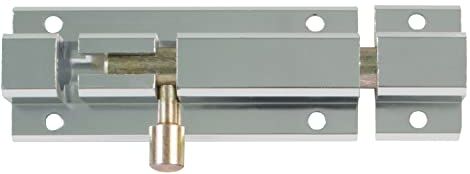 Amig Perno di sovrapposizione per porte Mod.501   Chiusura di sicurezza per chiusura orizzontale o verticale   in alluminio con finitura argentata   Dimensioni: 100 x 40 mm   Include tirafondi