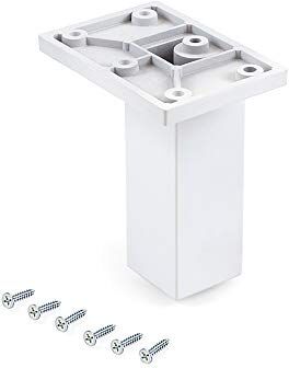 Emuca Gambe per mobili, piedi per mobile in plastica, Set di piedini con viti di fissaggio, dicersi modelli (H 100mm Centrale (set di 2 pz), Bianco)