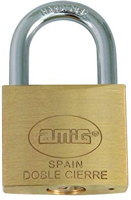 Amig Lucchetto di sicurezza   Include 2 chiavi   Arco lungo   Ottone e arco in acciaio trattato   Per armadietti da palestra, porte, armadi, valigie, zaini   Doppia chiusura   Larghezza: 40 mm