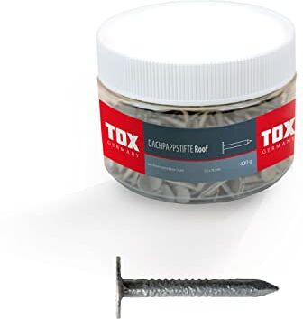 TOX Chiodi per feltro per tetti, chiodi per tetti, testa svasata, zincati a caldo, 2,8 x 40 mm, 1 lattina, 400 g (160 pezzi), 0