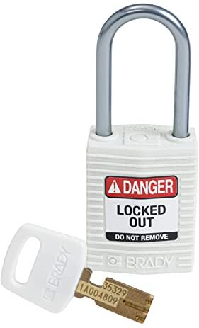 Brady Lucchetto SafeKey, 7,6 x 3,2 x 1,9 cm, colore: Bianco