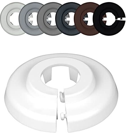 FUX ® 20 rosette per termosifone, 12mm-35mm, Bianco Grigio Nero Marrone copertura per tubi, rosette di copertura, copri tubi riscaldamento, rosette per radiatori (12mm, Bianco 9016)