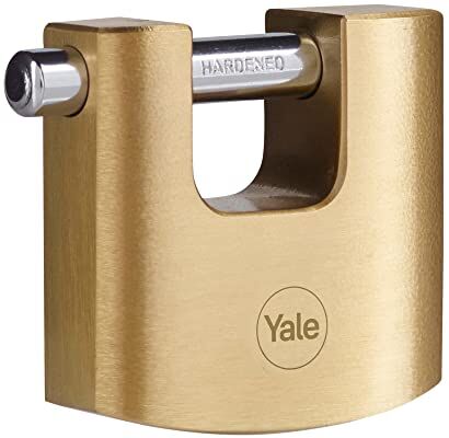 YALE Lucchetto rettangolare in ottone di alta sicurezza , corpo 60mm, gancio in acciaio indurito, 3 chiavi