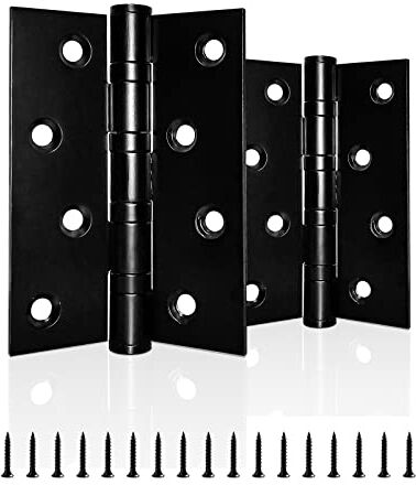 AOLISHENG 4 inch cerniere porte acciaio Inox cerniere 100mm cerniere per legno pesanti cerniere per porte interne, 1 paia nero(100mm × 76mm)