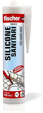 Fischer SAS Bianco, Silicone Sigillante Antimuffa interno/esterno a Base Acetica per Ambienti Sanitari come Bagno, Doccia, Ceramica,