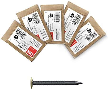 TOX Set di chiodi  per quadri Home Classic in acciaio temprato con testa in ottone, ⌀ 2,0 mm, lunghezza 20, 25, 30, 40 e 50 mm, per quasi tutti i materiali da costruzione, 100 pezzi, 0