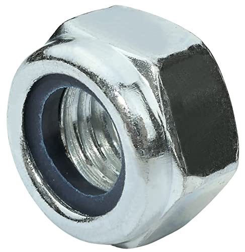 Aerzetix Set di 10 dadi esagonali di bloccaggio M12 DIN 985 dadi autobloccanti con anello in nylon filettatura metrica in acciaio zincato colore argento