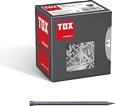 TOX Chiodi a filo 2,5x55 mm con testa ribaltabile per fissaggi quasi invisibili nel legno, applicazione universale per interni ed esterni, acciaio lucido, 400 g in cartone,