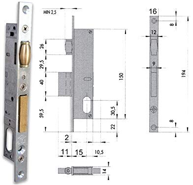 CISA 44230-18-0 SERRATURA INFILARE CILINDRO OVALE F16