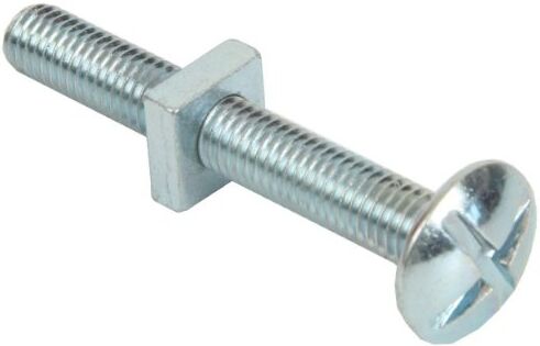 Merriway Bulk Hardware  Bullone da Tetto a Testa Tonda con Dado, M6, 30 mm, Bianco, Set di 13