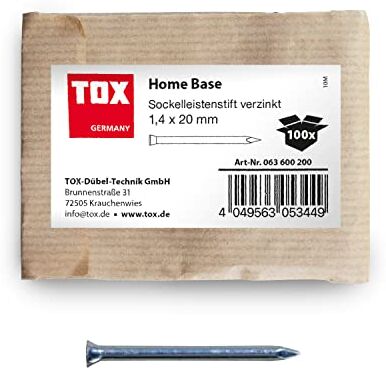 TOX Piedini Home Base Zincati Blu con Testa di Scarico Profonda in Carta Riciclabile, Dimensioni 1,4 X 20 Mm, per il Fissaggio di Piedini, Aste, Legno e Molto Altro, 100 Pz.