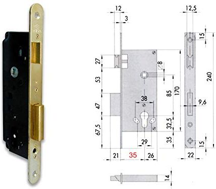 CISA 5C130-70-0 Serratura INFILARE Cilindro Sagomato BT F22