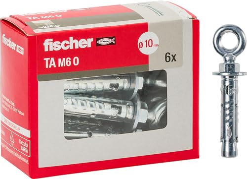 Fischer Tasselli Acciaio Ta M 6 con occhiolo, Diametro 10 mm, M6