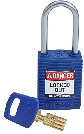 Brady Lucchetto SafeKey, Blu, 7,6 cm H x 3,2 cm L x 1,9 cm D