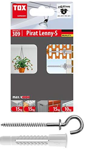 TOX Pirata Lenny-S, Spina 6 x 41 mm, Gancio 3,5 x 71 mm, 4 PCS, , White, Set di 4 Pezzi