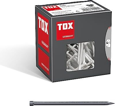 TOX Chiodi a filo 3,1x80 mm con testa rovesciabile per fissaggi quasi invisibili nel legno, uso universale in interni ed esterni, acciaio lucido, 400 g in cartone,