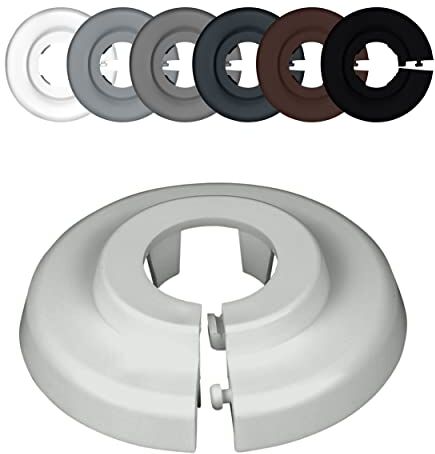 FUX ® 10 rosette per termosifone, 12mm-35mm, Bianco Grigio Nero Marrone copertura per tubi, rosette di copertura, copri tubi riscaldamento, rosette per radiatori (22mm, Grigio luce 7035)