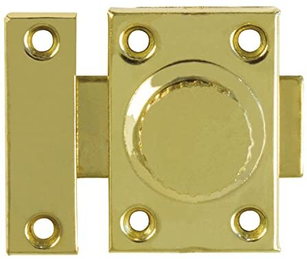 Amig Chiavistello da sovrapporre per porte Mod.385   Chiavistello di sicurezza orizzontale piccolo   in acciaio con finitura ottone   Dimensioni: 35 x 50 mm   Include staffe