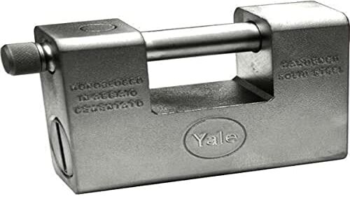 YALE Lucchetto blindato in acciaio inossidabile Y1100025080X, larghezza corpo 85 mm, gancio in acciaio cementato temprato da 18 mm, fornito con 3 chiavi