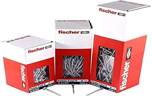 Fischer Power-Fast II -100 viti per pannelli truciolari, testa svasata con stella interna TX filettatura parziale zincata tramite galvanizzazione, colore blu passivata